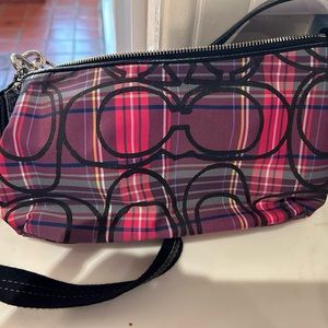 Coach multicolor pink plaid purse